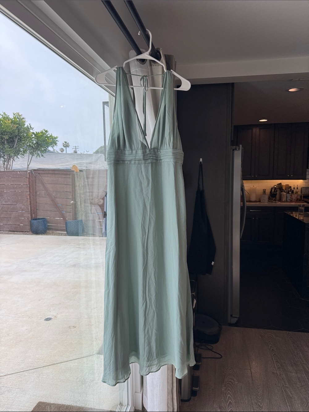 Reformation Sage Green V-Neck Sleeveless Midi Dress